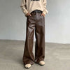 Casual Faux Leather Trousers