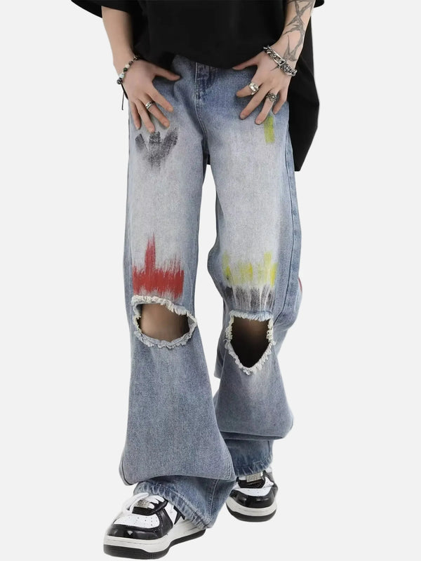 Modern Blue Rinse Torn Classic Leg Denim