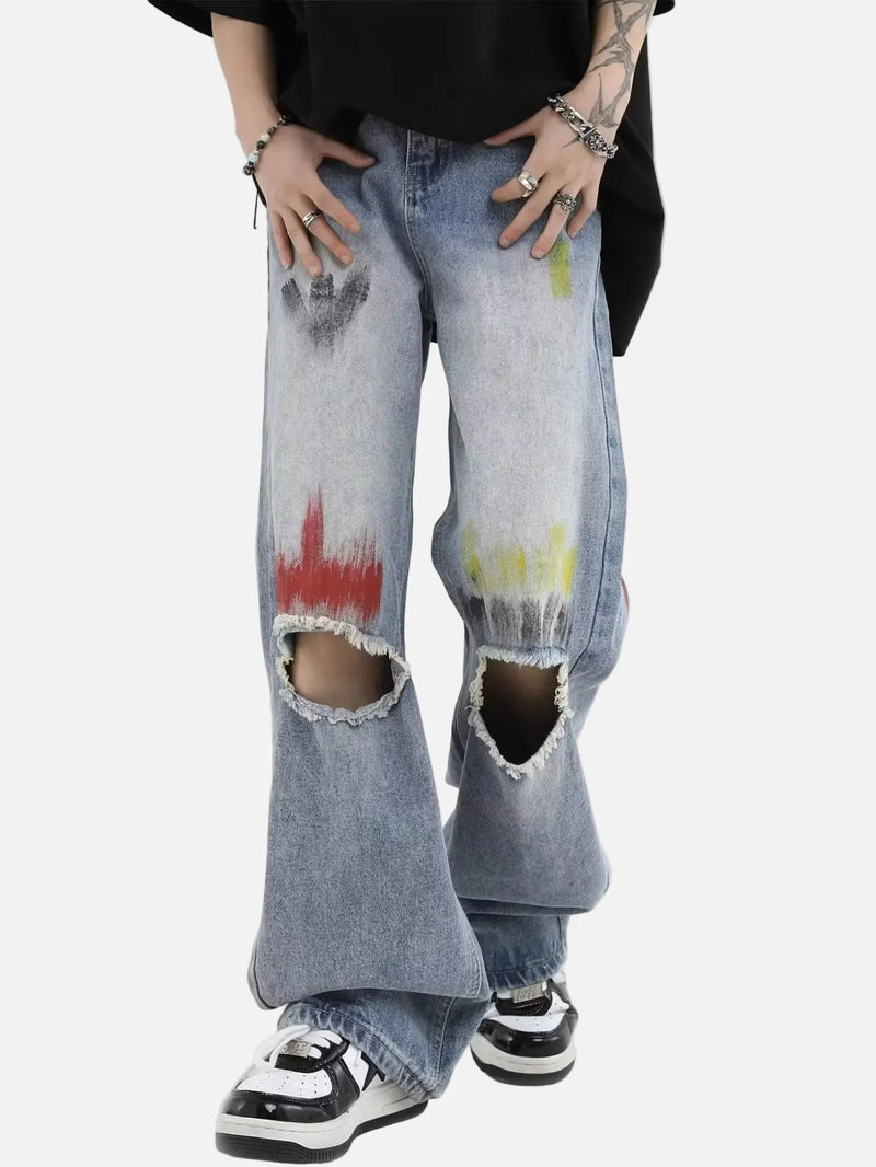 Modern Blue Rinse Torn Classic Leg Denim