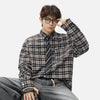 Color Splice Plaid Retro Long Shirt