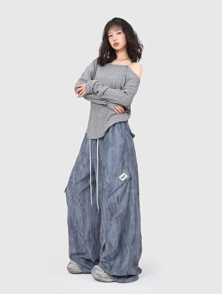 Smog Blue Ripped Jazz Trousers