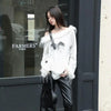 Women Elegant Dark-Craft Off Shoulder T-Shirt