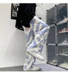 Stripe Wild Printed Bell Leg Denim