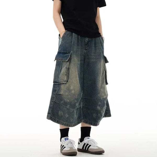 Urban Chill Rinse Utility Denim Shorts alternatif görünüm