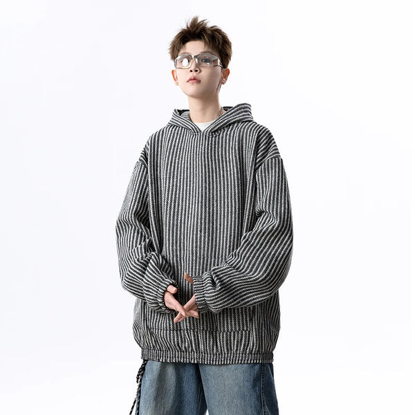 Cool Trendy Urban Beat Striped Sweatshirt alternatif görünüm