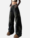 Durable Relaxed Mid Waist Bell Leg Denim
