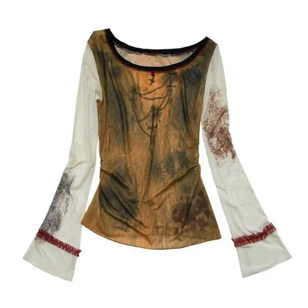 Darkwave Mosaic Mesh Long Sleeve T-Shirt