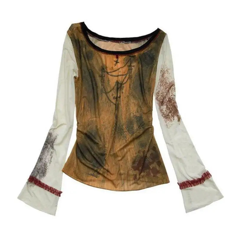 Darkwave Mosaic Mesh Long Sleeve T-Shirt