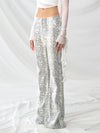 Wide Leg Patchwork Pantolon, yakın çekim — Navra Wear