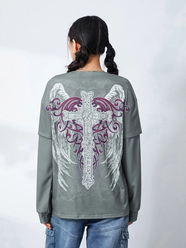 Time-Worn Dirty-Art Artwork Long Sleeve T-Shirt alternatif görünüm