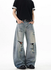 Heritage Blue Torn Bell Leg Denim