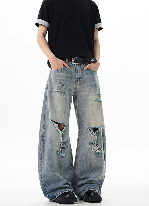 Heritage Blue Torn Bell Leg Denim alternatif görünüm