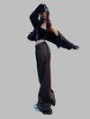 Distressed Brown Leather Wide-Leg