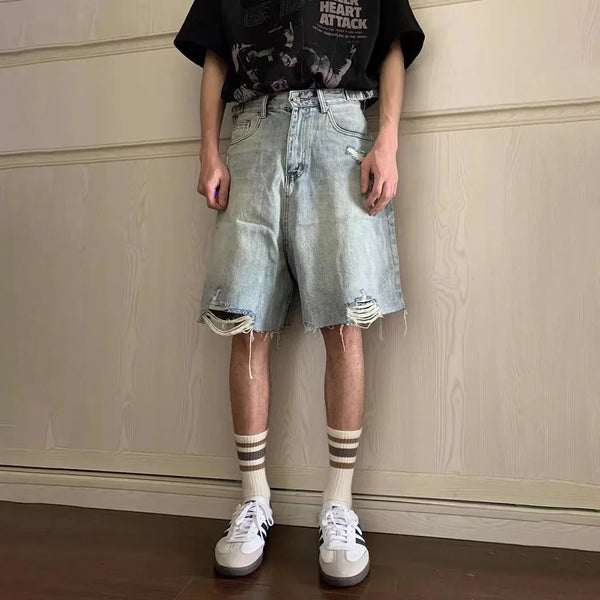 One Tone Ripped Wash Shorts