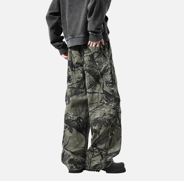 2000s Leaf Print Woodland Casual Pants alternatif görünüm