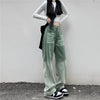 Contrasting Green High-Rise Denim