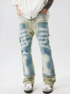 Blue Mosaic Relaxed Stacked Bell Leg Flow Denim