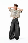 Vintage İspanyol Paça Jean Pantolon, detay görünüm — Navra Wear