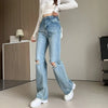 Chic Seoul Style Light Blue Torn Denim
