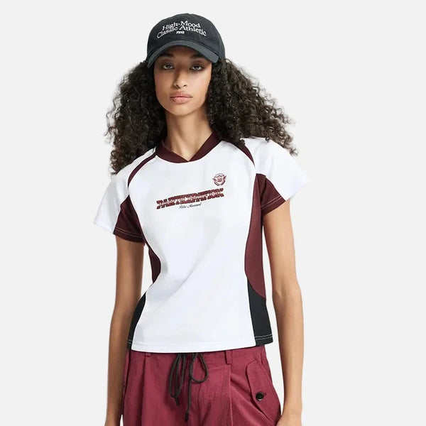 Model wearing the white Y2K Street Style T-Shirt