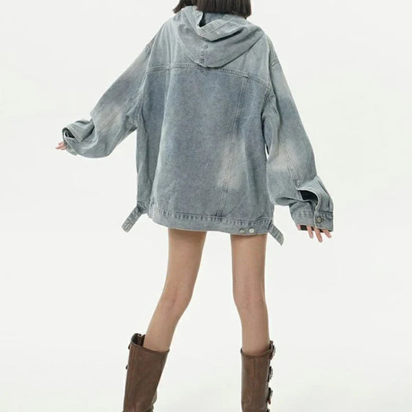 Casual Classic Faded Denim Sweatshirt alternatif görünüm