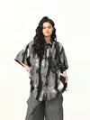Tie-Dye Gradient Lapel Stylish Top