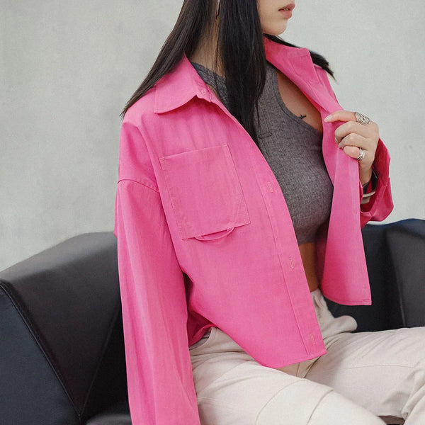 Rose Turndown Long Sleeve Blouse alternatif görünüm