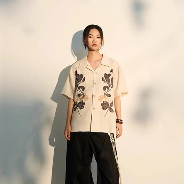 Print-Forward Loose Short Sleeve Top alternatif görünüm
