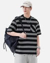 Chic Unstructured Fit Bar-Print with Front Pocket T-Shirt