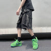 Mens Dark Torn Black Denim Shorts