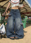 2000s Dark Grunge Stellar Oversized Denim