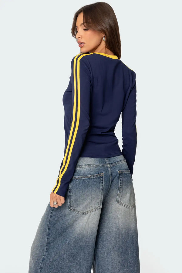 Brazilian Throwback Letter Print Midriff T-Shirt alternatif görünüm