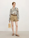 Botanical Holiday Print Chic Top