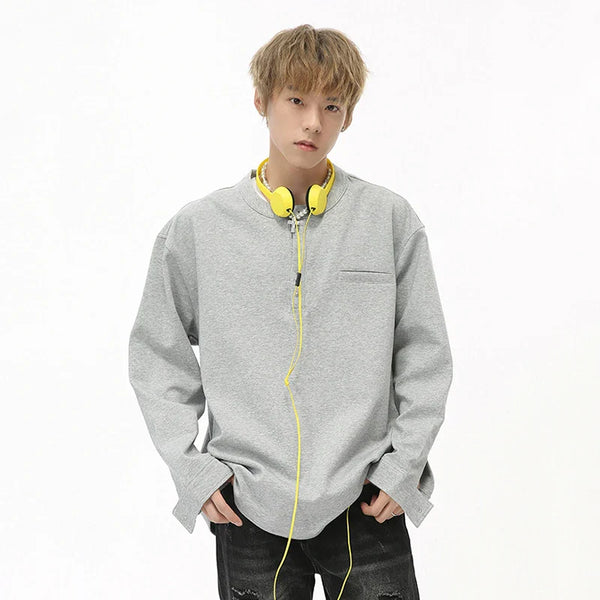 Neck Zip Pullover Sweatshirt alternatif görünüm