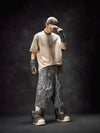 Leopar Desenli Jean Şort, önden görünüm — Navra Wear