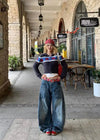 Western Style Relaxed Bell Leg Utility Denim