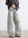 Dark Blue Heritage Torn Relaxed Denim