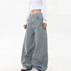 2000s Striped Curved Knife Bell Leg Utility Denim