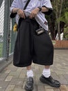 Black Soft Knee-Length Wide Leg Denim Shorts