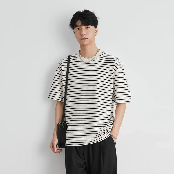 Millennium Men's Iced Comfortable Multi-Stripe Short Sleeve T-Shirt alternatif görünüm