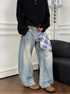 Autumn Metro Blue Woven Pattern Bell Denim