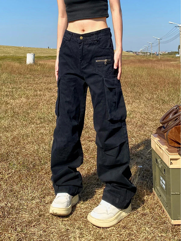 Y2K Women Solid Street Pants