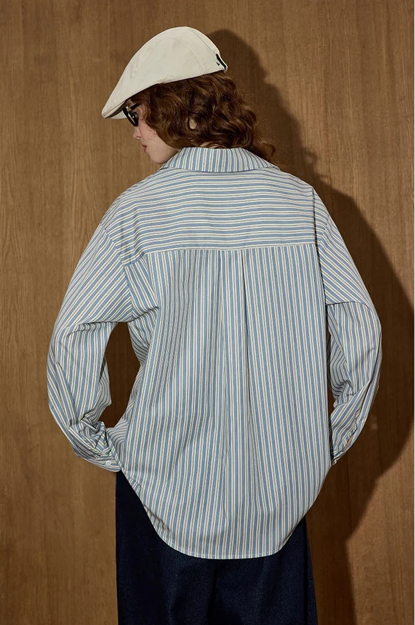 Easy Wear Stripe Soft Long Shirt alternatif görünüm