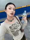Turn-Of-Era Soft Girl Latitude Print T-Shirt
