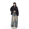 Women Cute Modern High-Rise Bell Leg Blue Denim