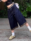 Vintage Leopar Desenli Jean Şort, önden görünüm — Navra Wear