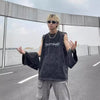 Retro-Faded Stone-Rinsed Oversize Sleeveless Crew T-Shirt