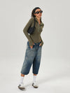 Timeless Rinse Ombre Wide Leg Denim Shorts