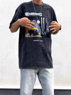 Lived-In Stone-Rinsed Portrait Print Short Sleeve T-Shirt