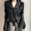 Dark Goth Black Button Blouse